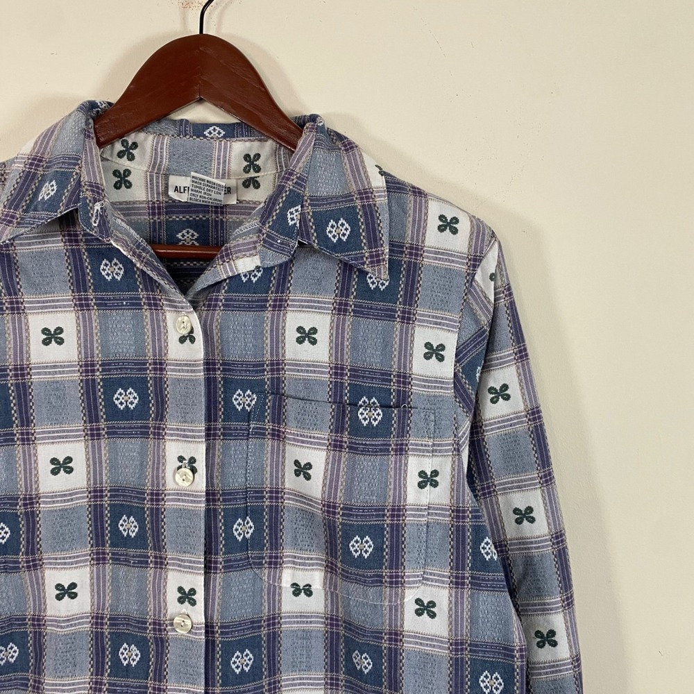 Vintage Alfred Dunner Plaid Button Up Shirt Clover Details Retro Cottagecore - Picture 1 of 7